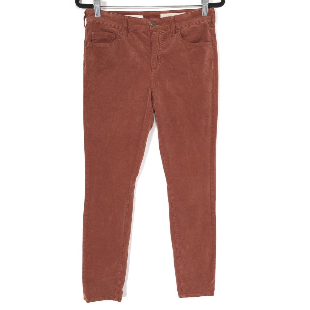 ANTHROPOLOGIE PILCRO LETTERPRESS Women Script 28 Skinny Jeans Pants Brown Velvet